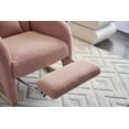 thumbnail image 4 of Nursery Rocking Chair with Two Side Pockets & Adjustable Footrest, Teddy Fabric Rocker with High Backrest, Modern Rocking Accent Chair for Living Room, Bedroom, Pink, 4 of 7