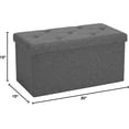 thumbnail image 3 of 30 Inch Folding Storage Ottoman Bench with Padded Seat Grey Foot Rest Stool End of Bed Storage Chest Holds 660 lb for Living Room Bedroom Entryway, 3 of 8