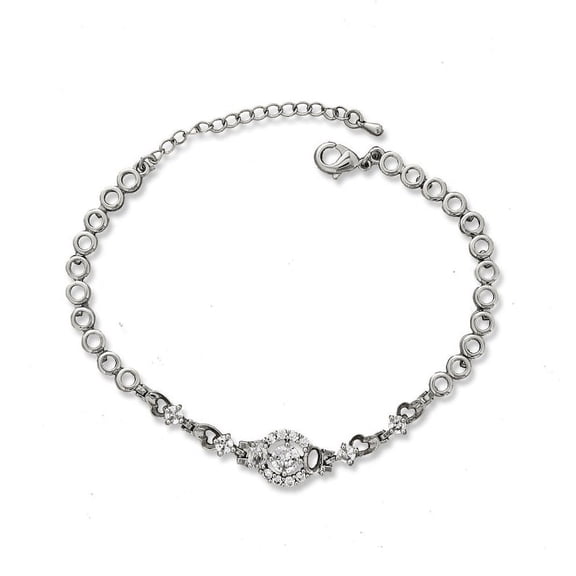 Kaash Customs CZ Stone Anklets and Bracelets Silver Color for Women in Bass Metal