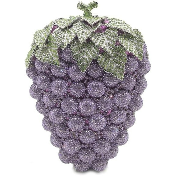 MASWLM Women Cute Mini Grape Evening Clutch Sparkling Rhinestone Handbag for Wedding Prom Party