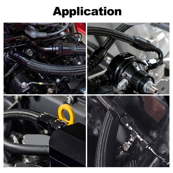 4PCS 6AN Straight Swivel Hose End Fitting, Aluminum Alloy Connector for Braided Hose, Black