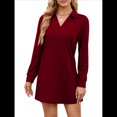 thumbnail image 1 of Vestido de Otoño 2025 para Mujer, Estilo Suéter Deportivo Informal, Holgado, de Larga y Cuello en V, de Color Liso. Vino Tinto L, 1 of 7