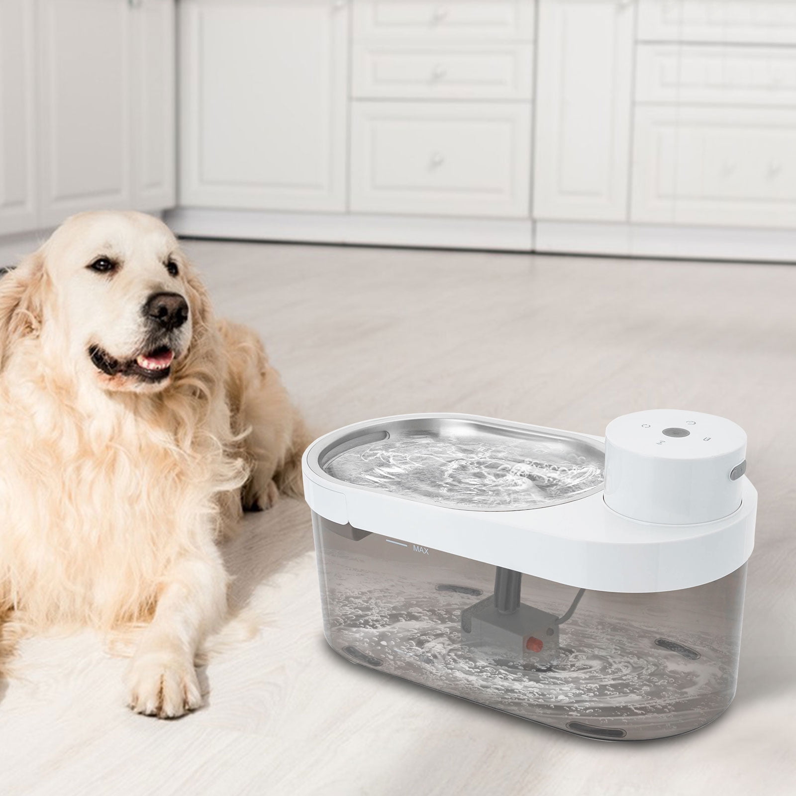 Wildnix Pet Water Dispenser, Stainless Steel & Cordless Design, 1.06 gal Large Capacity with 3 Water Outlet Modes, Ideal for Cats & Dogs