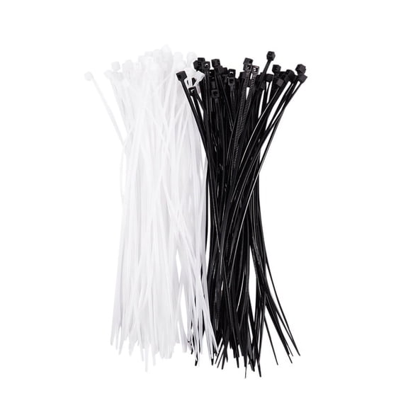 3mm x 150mm Auto Wire Push Cable Zip Tie Organizer White Black 100 Pcs