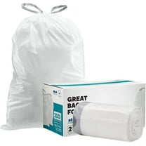 Plasticplace Custom Fit Trash Bags, Compatible with simplehuman Code Y (100 Count) White Drawstring Garbage Liners 30.4 Gallon/ 115 Liter, 28.5" x 39"