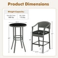 thumbnail image 3 of Gymax 3-Piece Patio Bar Set Outdoor Wicker Bar Height Round Table & Armchairs Set, 3 of 6