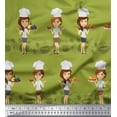 thumbnail image 1 of Soimoi Poly Georgette Fabric Cook Girl Printed Fabric 1 Yard 52 Inch Wide, 1 of 3