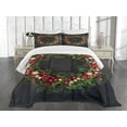 thumbnail image 3 of Ambesonne Christmas Quilted Bedspread Set 3 Pcs, Fir Xmas Wreath, King Size, Multicolor, 3 of 5