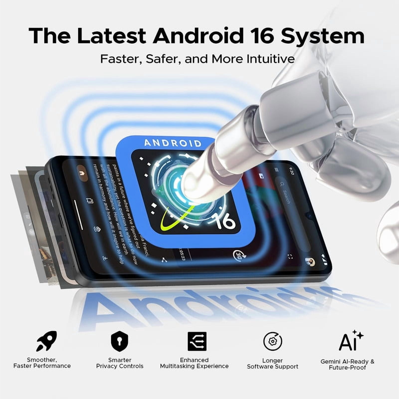 DOOGEE Android 16 Unlocked Cell Phone,32GB+256GB/2TB,6.75" HD+ 90Hz Android Phone,6250mAh Battery,16MP+8MP,4G Dual SIM Smartphone,Octa Core/Widevine L1/ GPS/NFC/Fingerprint/Face Unlock