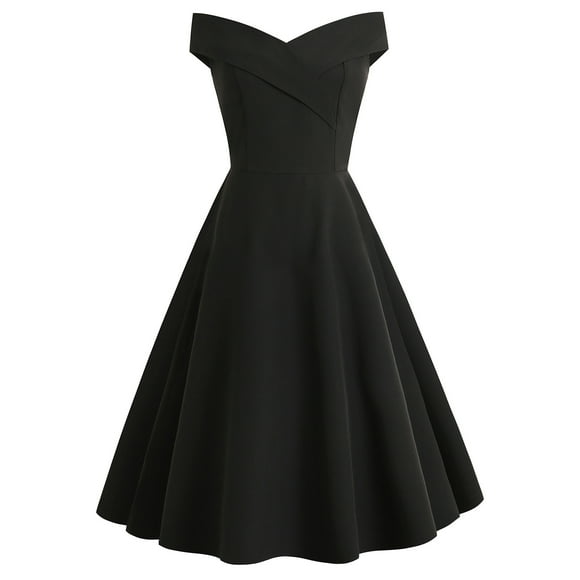 EGNMCR Evening Gowns for Women, Formal Dresses for Women, Women's Cocktail Dresses Sleeveless Round-Neck Dress Women's Summer Off Shoulder V Neck Vintage Solid Women Dress