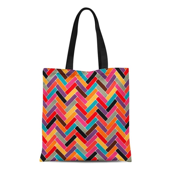 SIDONKU Canvas Tote Bag Pink Artsprojekt Herringbone Sharon Turner Scrummy Modern Home Bold Reusable Handbag Shoulder Grocery Shopping Bags