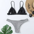 thumbnail image 4 of EIMELI Women Bikini Plain Retro Split Swimsuit Foreign Trade Color Swimsuit Swimwears Tankinis Set White Polyester L, 4 of 6
