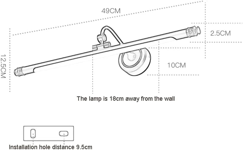 Copper Vanity Wall Lamp LED Bathroom Mirror Light Bar, Adjustable Bath Mirror Front Lighting Fixture Rotatable Vanity Mirror Lights for Washroom Bath Dressing Table