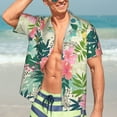 thumbnail image 7 of Fuzoiu Tropical Flowers Print Hawaiian Shirt for Men, Summer Beach Casual Short Sleeve Button Down Shirts, Men’s Beach Summer Shirts with Pocket,3X-Large, 7 of 7