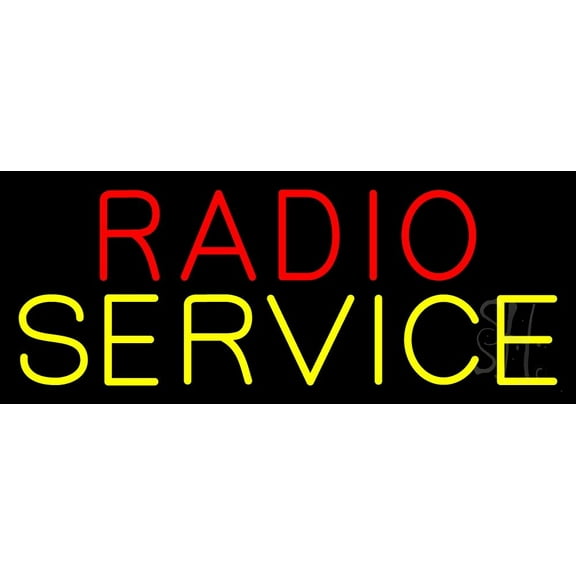 Radio Service LED Neon Sign 13 x 32 - inches, Clear Edge Cut Acrylic Backing, with Dimmer - Bright and Premium built indoor LED Neon Sign for Computer & Electronics store decor.