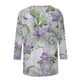 thumbnail image 4 of Tops de Manga Larga de Mujer 3/4 Manga Flores Impresas Cuello Redondo Blusa Casual Estiramiento Suave, 4 of 5