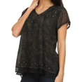 thumbnail image 4 of Sakkas Hope Embroidery And Seqiun Accents Summer Blouse - Black - One Size Regular, 4 of 6