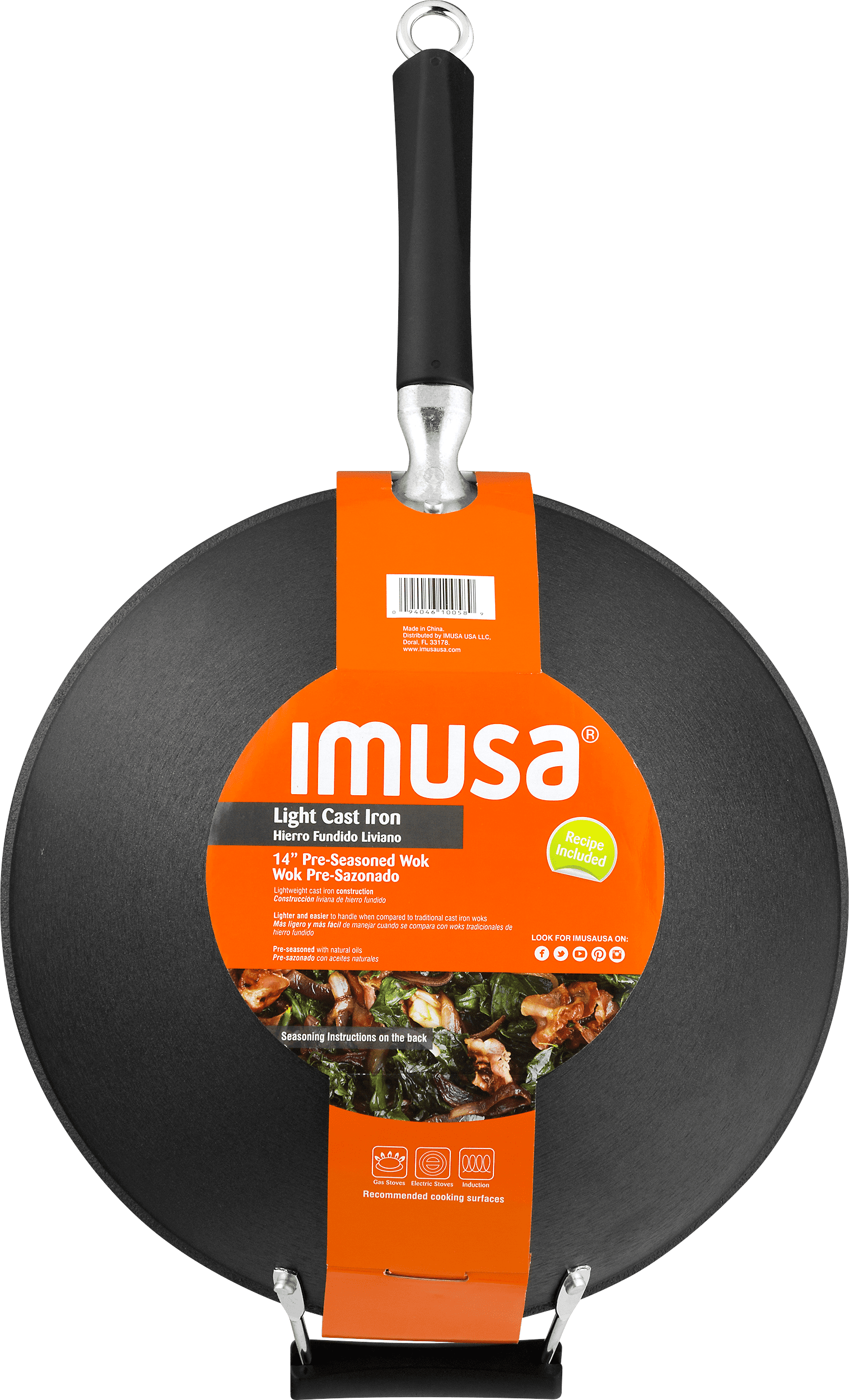 Imusa Usa Light Cast Iron Pre Seasoned 14 Inch Wok Black Com