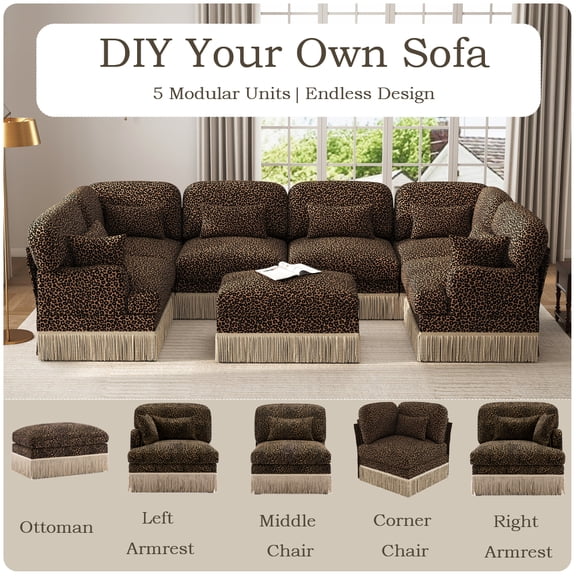 Modular Sofa Armless Chair Module, Sectional Couch Middle Seat, DIY Custom Sofa Expansion Piece