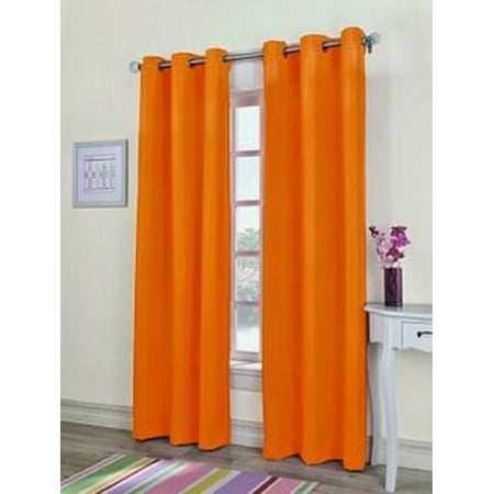 1 Panel Mira Solid Orange Semi Sheer Window Faux Silk Antique