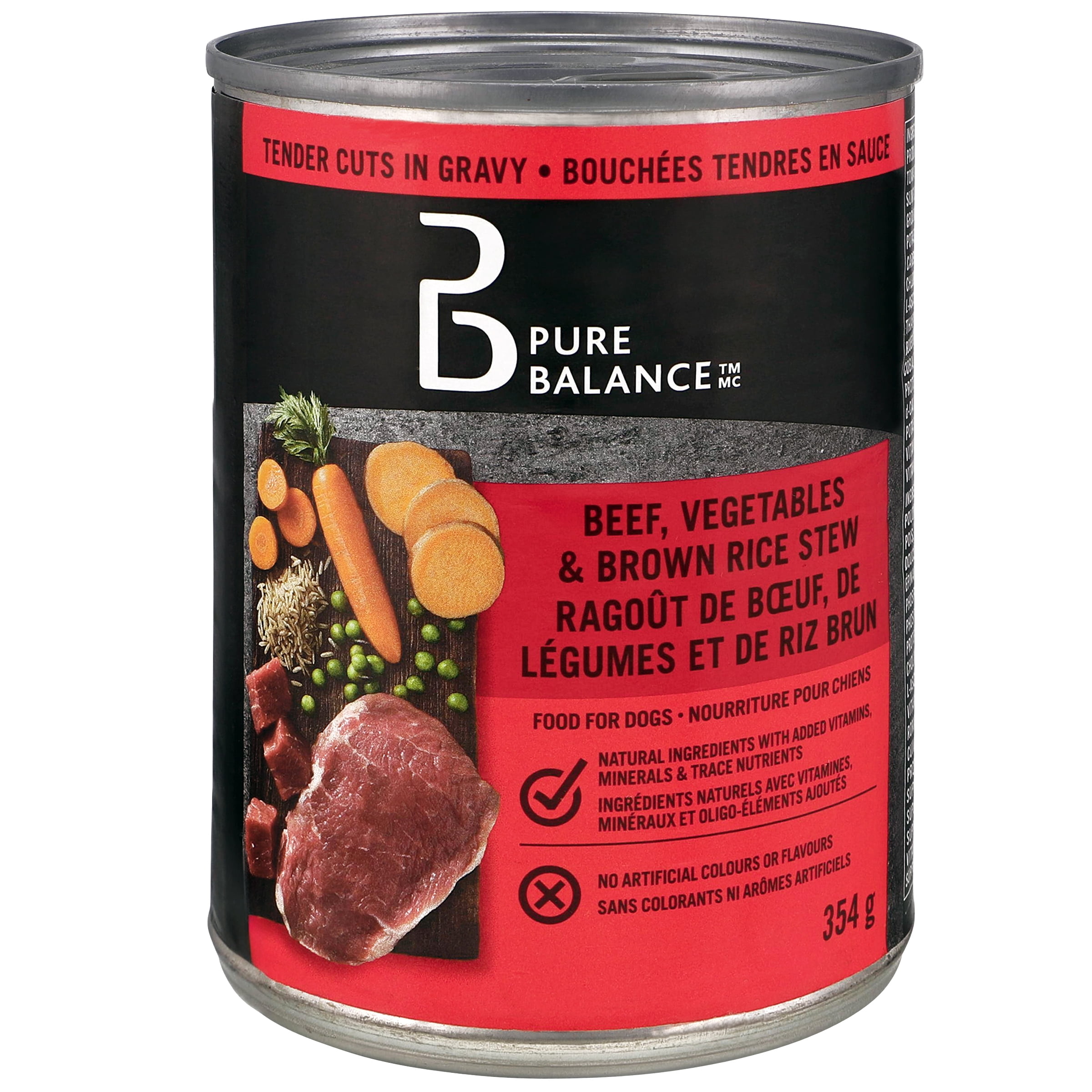 Nourriture pour chiens Ragoût de bœuf, de légumes et de riz brun Pure Balance
