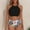 001Black, variant on Generic Women's Two Piece Swimsuit Tummy Control Bathing Suits High Neck Crop Top Bikini with Tropical Print High-Waisted Bottom