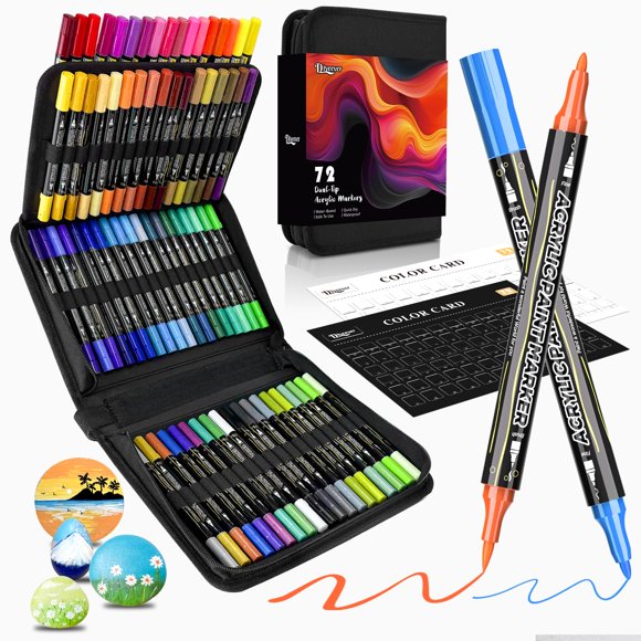 Bolígrafos de pintura acrílica Diyet, 72 colores, doble punta, suministros de arte