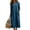 Navy, variant on Qulqfy Summer Dresses for Women Cotton Linen V-Neck Maxi Shirt Dress Army Green Side Slit Short Sleeve Casual Pleat Flowy Vacation Sundress with Pockets L
