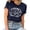 Navy, variant on Boho Tops for Women Short Sleeve Letter Print O Neck Loose Petite Clothing for Women,Navy,M