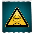 thumbnail image 3 of Skull Smoking Shower Curtain, Warning Sign of Cigarettes Leading to Death Illustration, Fabric Bathroom Set with Hooks, 69W X 75L Inches Long, Dark Teal and Earth Yellow, by Ambesonne, 3 of 3