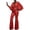 Red, variant on Women's Elegant Glittering Deep V Neck Wide Sleeve Jumpsuit - High Waist Formal Evening Party Wear with Sparkling Fabric & Flattering Silhouette