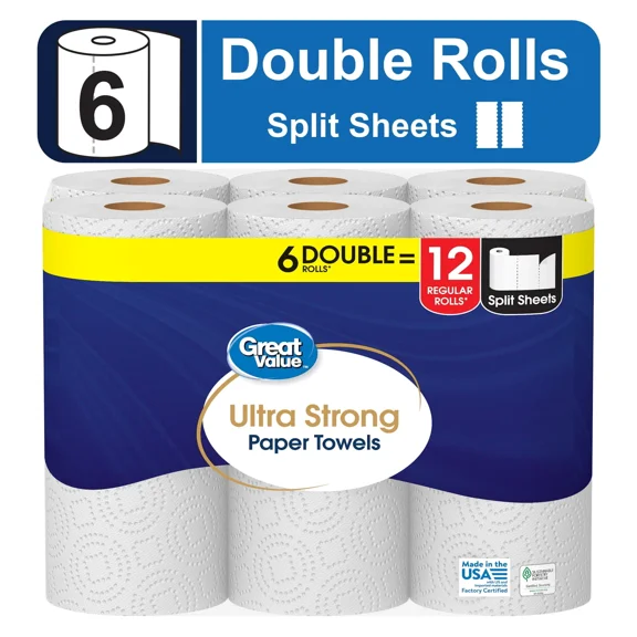 Ultra Strong Paper Towels Soft Texture Paper Towels 6 Double Rolls For Home Us