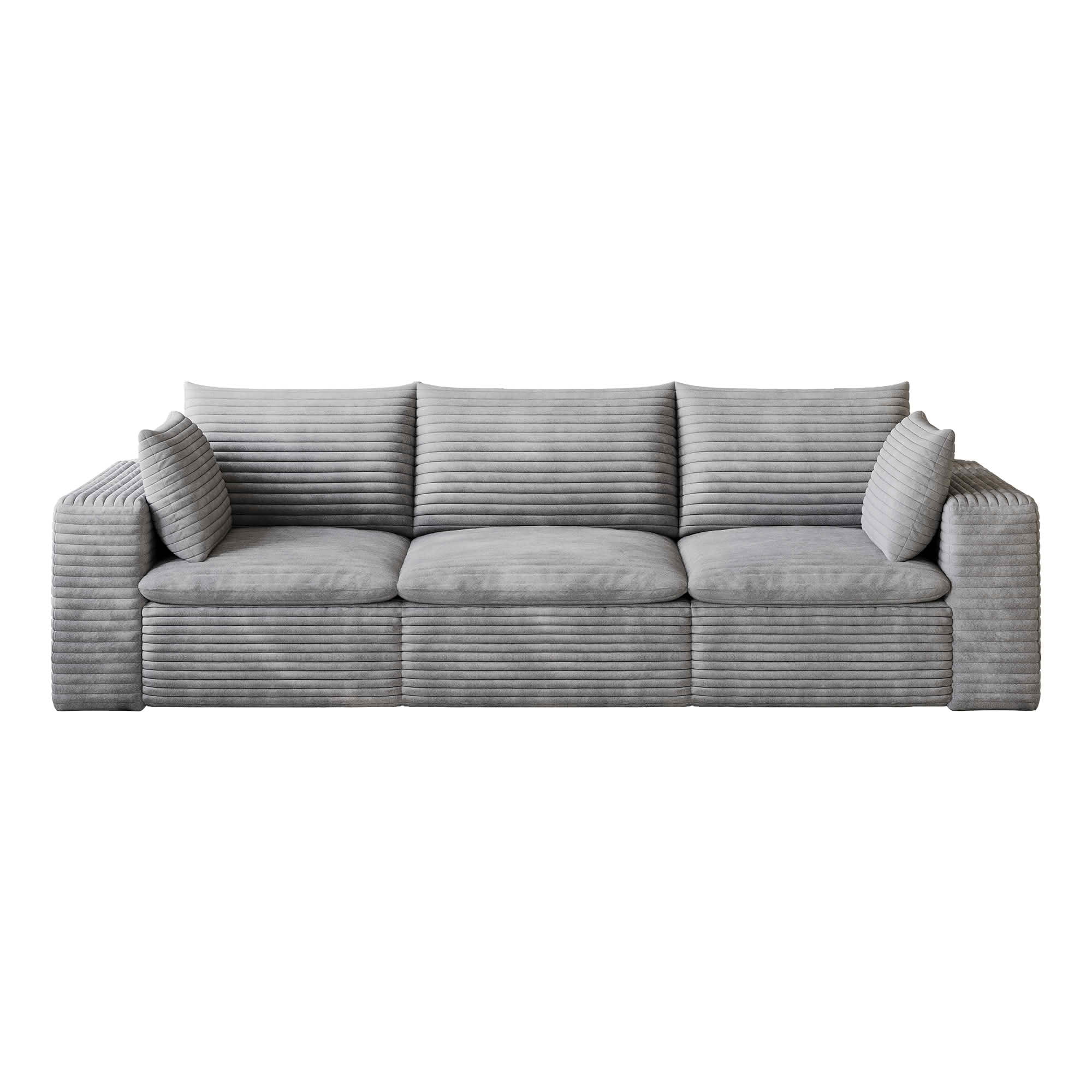 MAYEERTY 102.4 Inch Cloud Modular Sofa, Corduroy Deep‑Seat Couch with Double‑Layer Removable Cushions, No‑Assembly DIY Combination Sponge Sofa for Living Room Bedroom Conference Room Apartment