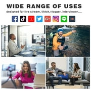 ميكروفون لافالير لاسلكي - ميكروفون لاسلكي لجهاز Android & iphone ipad - ميكروفون تقليل الضوضاء التلقائي لليوتيوب / فيسبوك / دفق مباشر / مقابلة ميكروفون طية صدر السترة مع مشبك