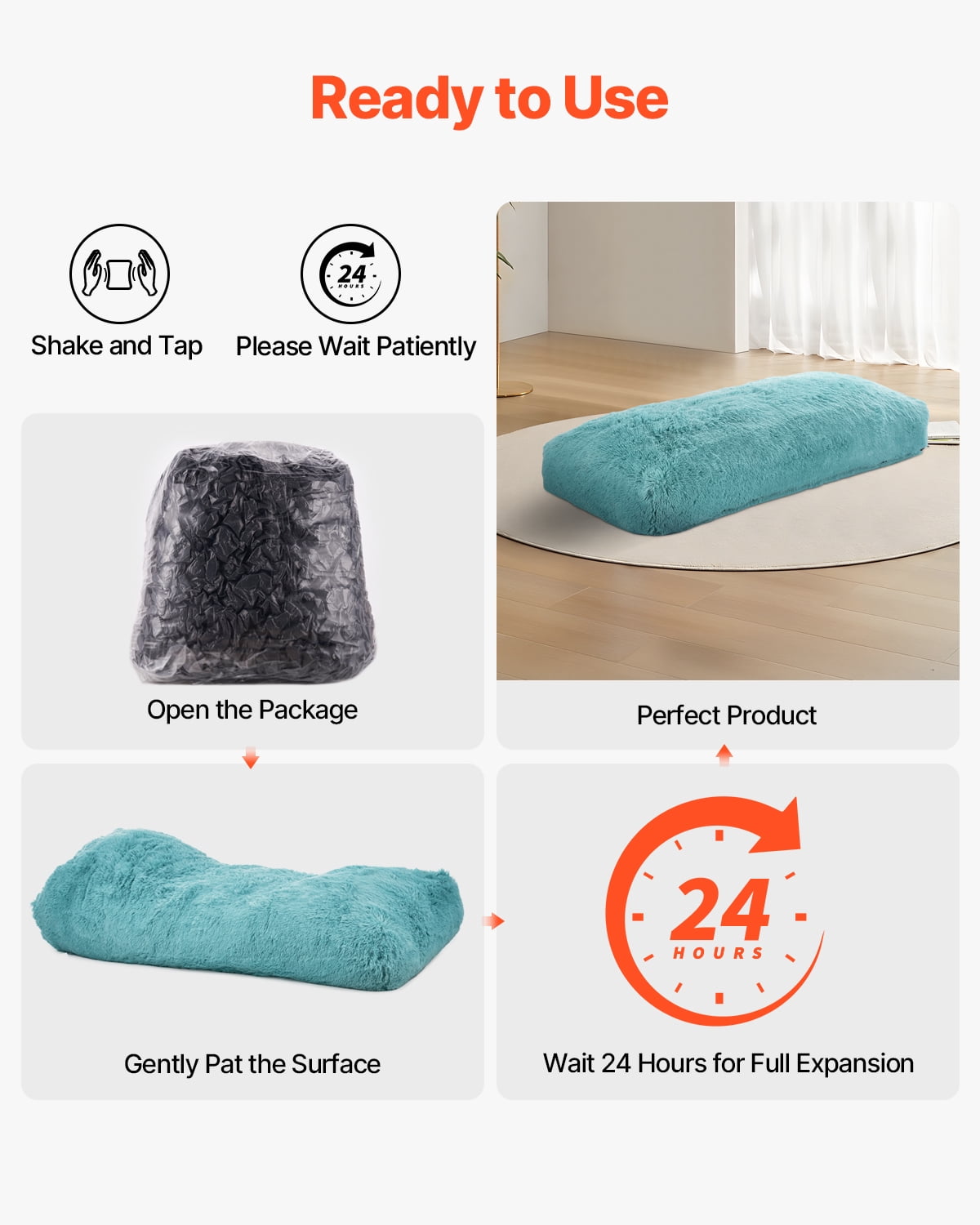 VEVOR Bean Bag Chair, Giant BeanBag Chair with Removable & Washable Cover for Adults, Fluffy Plush & High-Density Foam Filling Floor Adult Bean Bag with Zapper, Ideal for Living Room, Bedroom, Blue