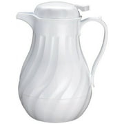 Winco Push Button Insulated Beverage Server with Swirl Design, 64-Ounce, White