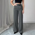 thumbnail image 2 of AINIYS Women's Wide Leg Pants Business Casual Straight Solid Office Trousers with Belt for Women Gray XXL, 2 of 6
