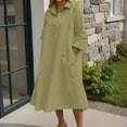 thumbnail image 2 of OSOLU Dresses Women Solid Color Elegant Lapel Casual 3/4 Sleeve Dress Classic Sundress Flowy Vacation Dress, 2 of 5