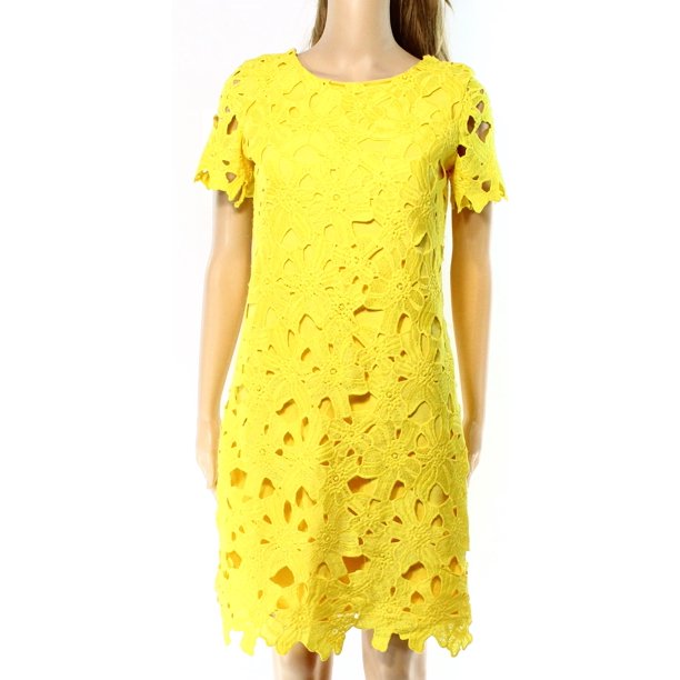 Calvin Klein Calvin Klein NEW Yellow Womens Size 2 Floral Crochet