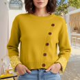 thumbnail image 2 of Fgnfyis Womens Sweaters Asymmetrical Button Pullover Ribbed Knit Soft Comfortable Casual for Fall Winter Fashion Yellow, 2 of 4