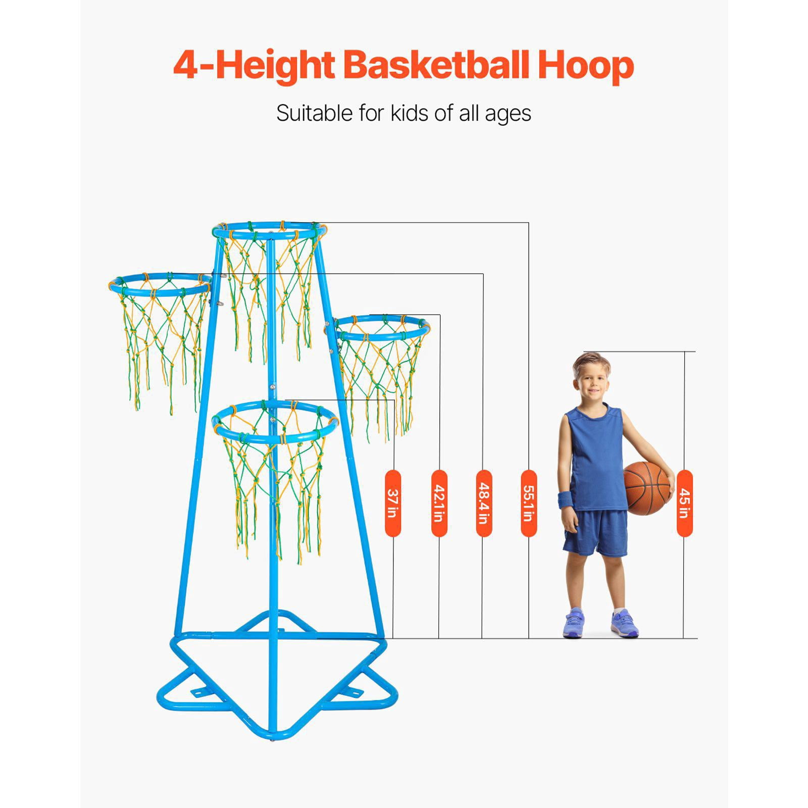 Kids Basketball Hoop Adjustable Height Portable Indoor Outdoor Hoop Set with 3 Balls for Boys Girls All Ages