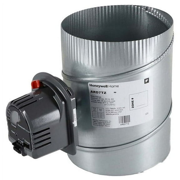 Honeywell Home Round Damper,Gr/Rd/Steel,7 in. Dia. ARD7TZ