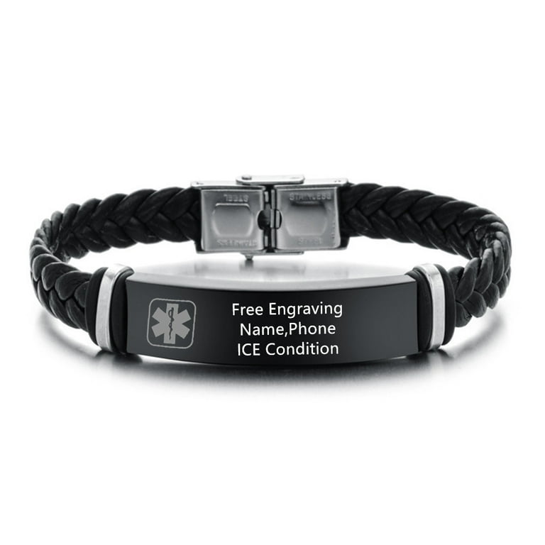 Free Engraving Custom Medical Alert ID Bracelets for Men Women