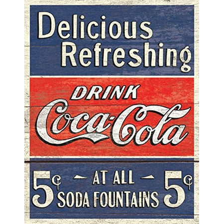 25 Cents Tin Sign - COKE - Delicious 5 Cents Tin Sign 12 x 16in