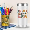 thumbnail image 6 of In My Teacher Era Cup Tumbler Cool Teacher Gifts Back To School End Of Year Future Teacher New Tutor Retirement Thank You Teacher Appreciation Drinking Cups White 20 Oz Gifts Ideas, 6 of 6