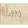 thumbnail image 2 of Franz Johann Heinrich Nadorp 14x12 Gold Ornate Wood Frame and Double Matted Museum Art Print Titled - Album with Views of Rome and Surroundings, Landscape Studies, Page 41A: “St. Pietro, Toscanel, 2 of 4