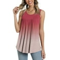 thumbnail image 2 of Summer Saving Wycnly Tank Top for Women Gradient Round Neck Sleeveless T Shirts Loose Flowy Pleated Swing Vest Tunic Blouse Pink M Up to 65% off, 2 of 6