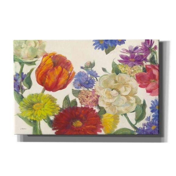 Epic Graffiti 'Colorful Flowers On White' by Carol Rowan, Giclee Canvas Wall Art, 40"x26"
