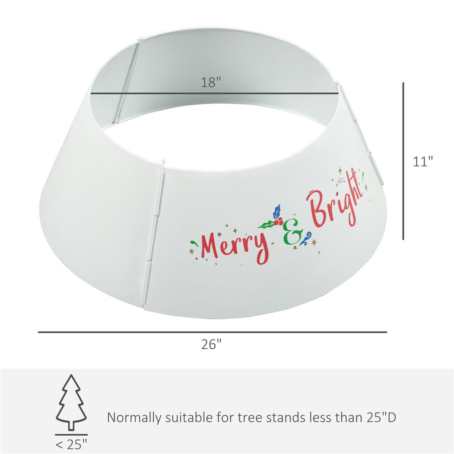 Hommoo Decorations,Christmas Tree Collar, Steel Tree Ring Skirt, Home Xmas Decoration for Christmas Tree, 26" x 26" x 11", Cream White