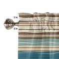 thumbnail image 5 of Bohemian Teal Window Curtains Valance Set of 3 Brown Stripe Retro Wave Line Rod Pocket Small Kitchen Curtain, Soft Window Treatment for Bedroom Party Holiday Decor, 5 of 8